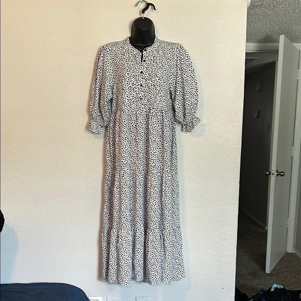 Elegant Black and White Polka Dot Dress